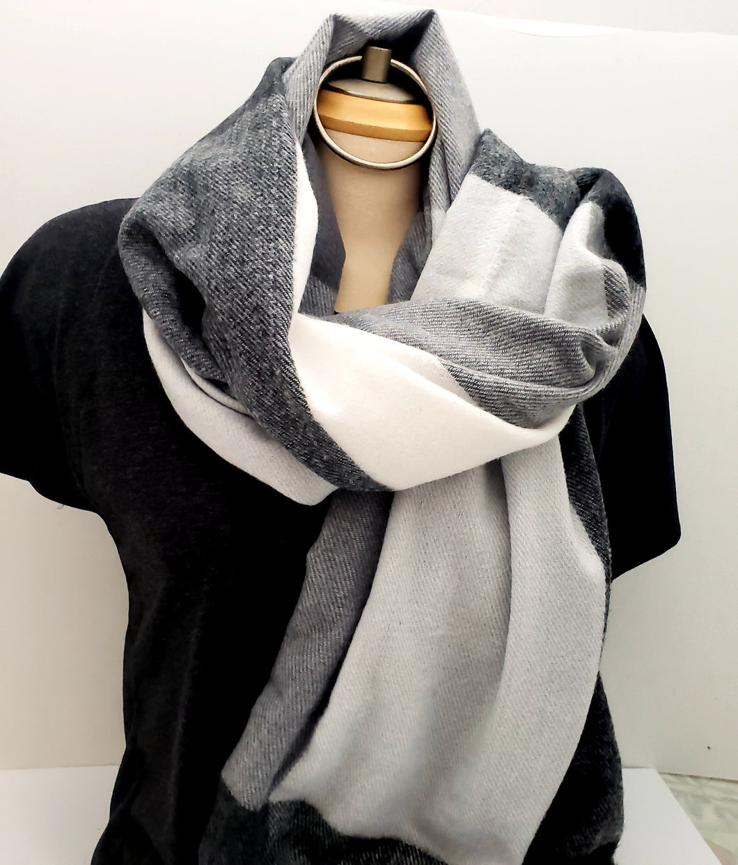Blanket Scarf - Black and White