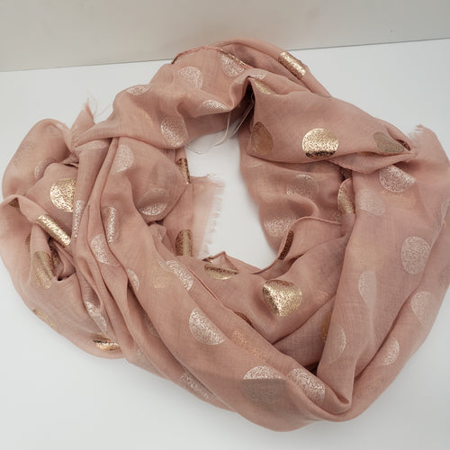 Large Dots Scarf - Pink and Rosegold