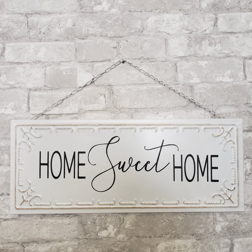 Home Sweet Home Tin Black and White Sign