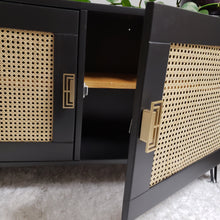 TV unit or Low Buffet in Caviar by Dixie Belle with Cane Doors and Hairpin Legs