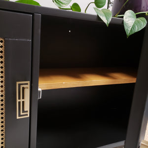 TV unit or Low Buffet in Caviar by Dixie Belle with Cane Doors and Hairpin Legs