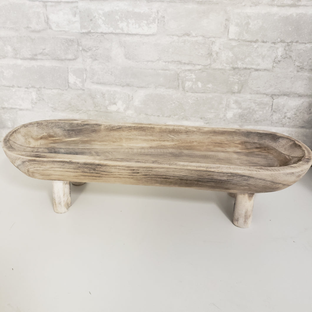 Wood Oval Dough Bowl with Legs