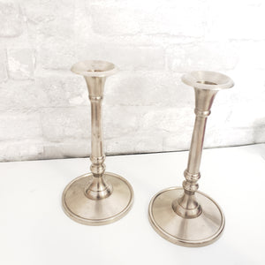 Set of 2 Steel Candle Sticks