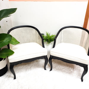 Cane Back Bucket Accent Chairs