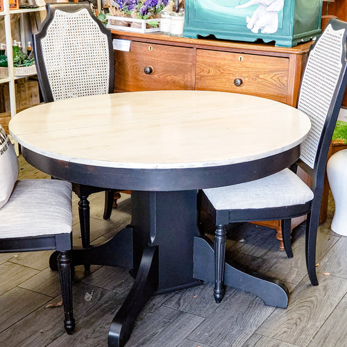 46 inch Round Table in Anchor by Silk Mineral Paint and Sawmill Gravy by Dixie Belle Paint