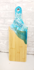 Geode Resin Art Charcuterie Board -Blues