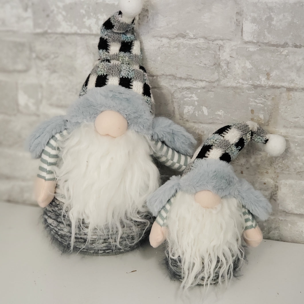 Blue and White Christmas Gnome with Ear Flaps - Small Medium or Large