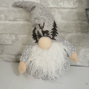 Nordic Grey Gnome with Reindeer Hat