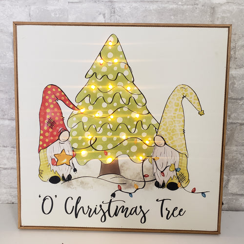 O'Christmas Tree Gnome LED Wall Decor Soft Green