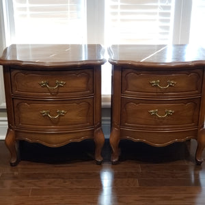 Set of 2 French Provincial Side Tables / Night Stands  in Casement