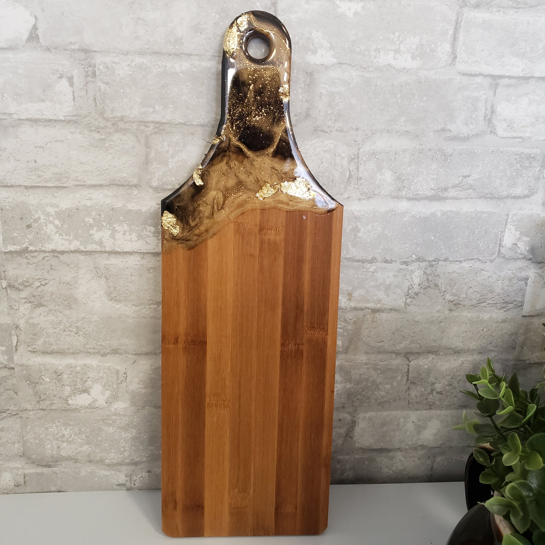 Geode Resin Art Charcuterie Board - Black and Gold