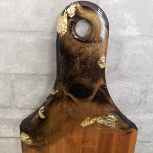 Geode Resin Art Charcuterie Board - Black and Gold