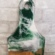 Geode Resin Art Charcuterie Board -Green and Silver