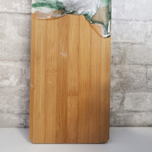 Geode Resin Art Charcuterie Board -Green and Silver
