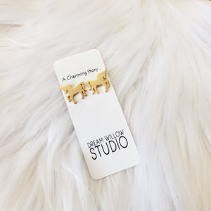 Unicorn Gold Plated Stud Earrings - Stainless Steel Posts