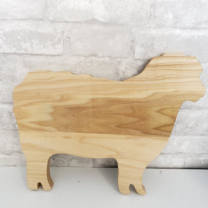 JRV Sheep Shaped Hand Crafted Charcuterie Wood Cutting Board 11"x 14.5 inches