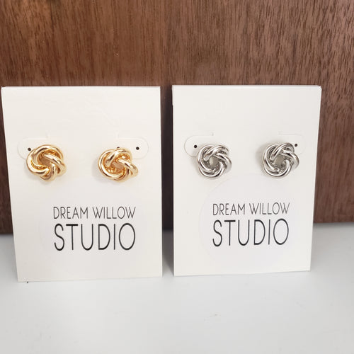 Knot Studs Gold or Silver Plated Stud Earrings - Stainless Steel Posts