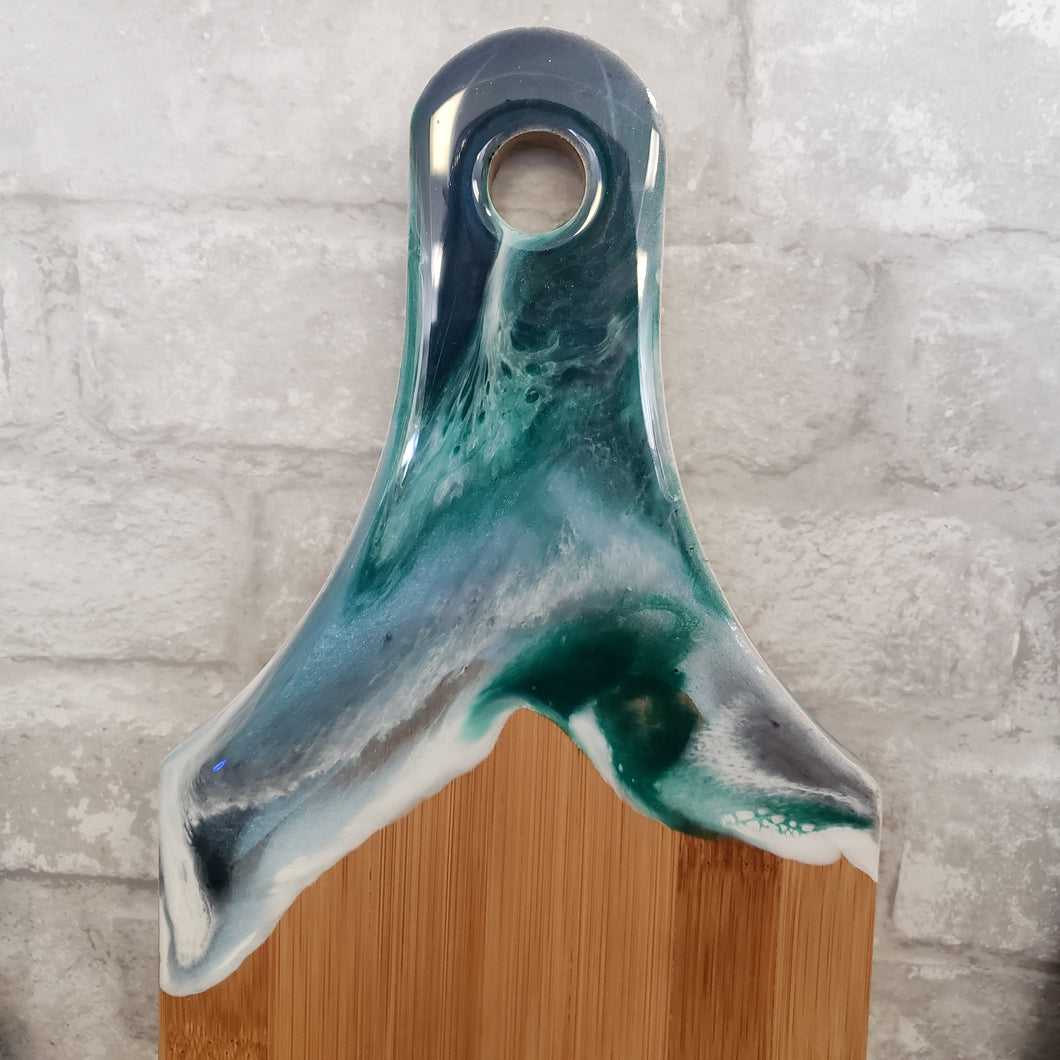 Geode Resin Art Charcuterie Board - Blues and Green