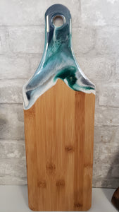 Geode Resin Art Charcuterie Board - Blues and Green