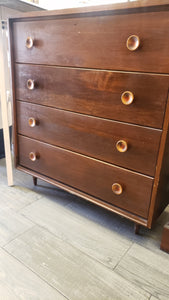 Vintage Tall Boy Dresser with Legs in Damask by Fusion Mineral Paint