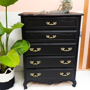 French Provincial Tall Boy Dresser in Anchor by Silk Mineral Paint