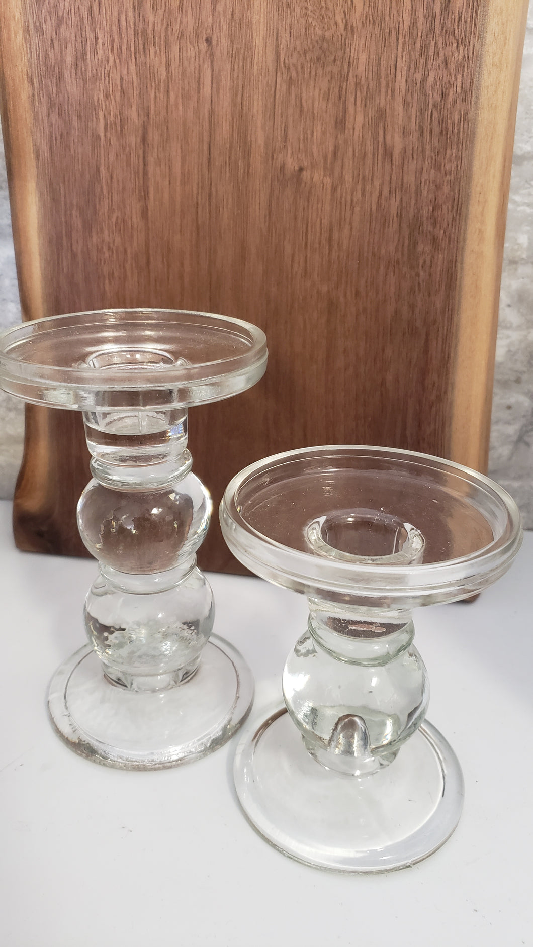 Candle Holder / Candle Stick - 2 different sizes-  Clear Glass