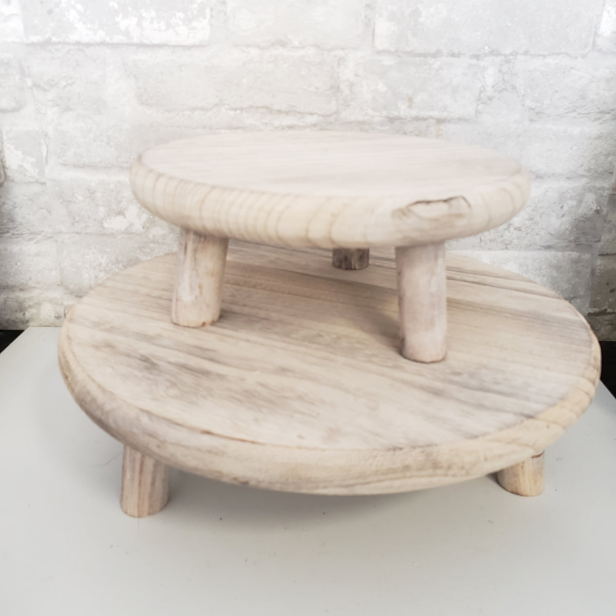 Wood Round Stool / Riser - White Washed - 2 size options – Dove and Arrow