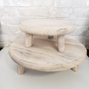 Wood Round Stool / Riser - White Washed - 2 size options