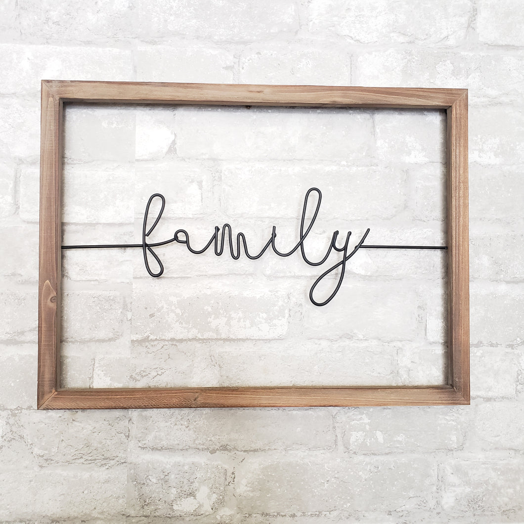 Family - Wood and Wire Sign - Wall Decor