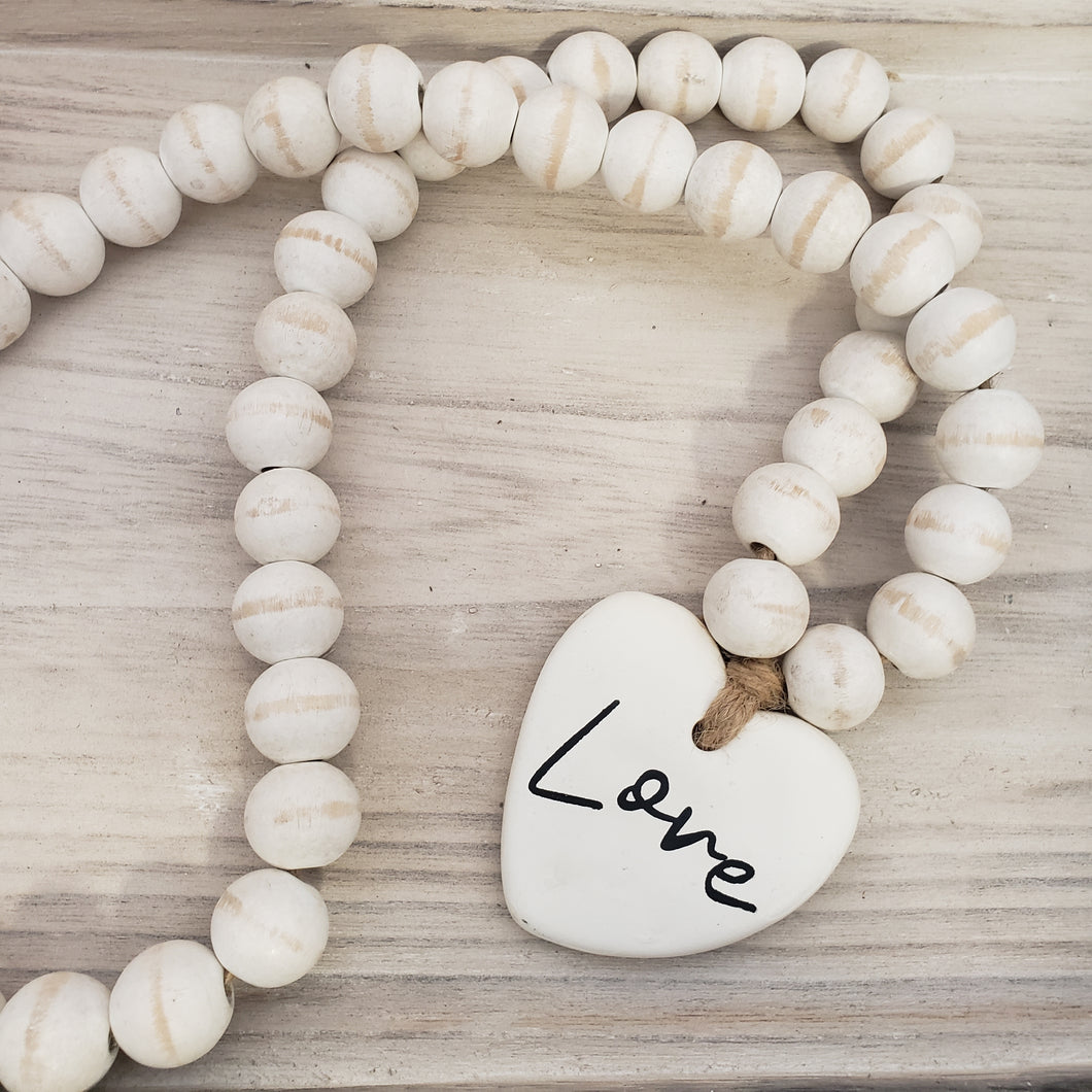 LOVE Wood Bead Garland