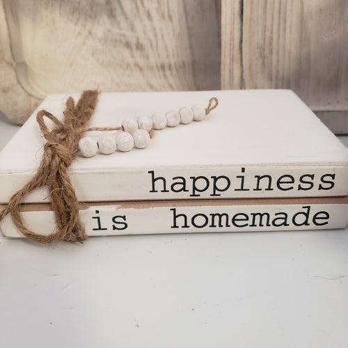 Happiness is Homemade - Wood Book Stack