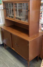 Mid Century Modern - Buffet Credenza in Jet Black with Dark Wood MCM Base