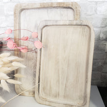 White Washed Wood Serving Tray - 2 Size Options