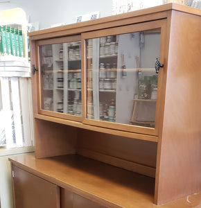 TV unit or Low Buffet / Credenza in Jet Black by Wise Owl Paint with Rattan Cane Doors and Hairpin Legs