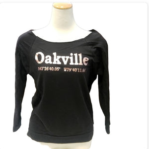 Black Oakville SweatShirt - Rose Gold Text