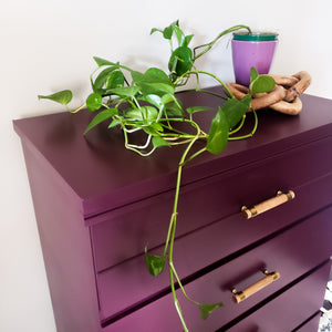 Mid Century Modern Style MCM Tall Dresser in Elderberry