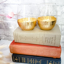 Set of 4 - Metallic Gold Faceted Stemless Wine Glasses -