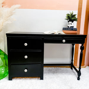 Solid Wood Desk / Vanity in Jet Black by Wise Owl