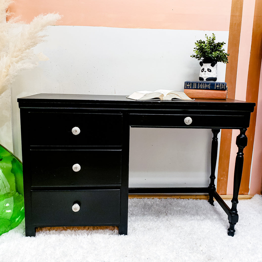 Solid Wood Desk / Vanity in Jet Black by Wise Owl