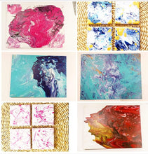 Private Party Project - Paint Pouring Fluid Art- Your Choice - Create 4 Coaster / Canvas Art/ Round Canvas/ Round Tray
