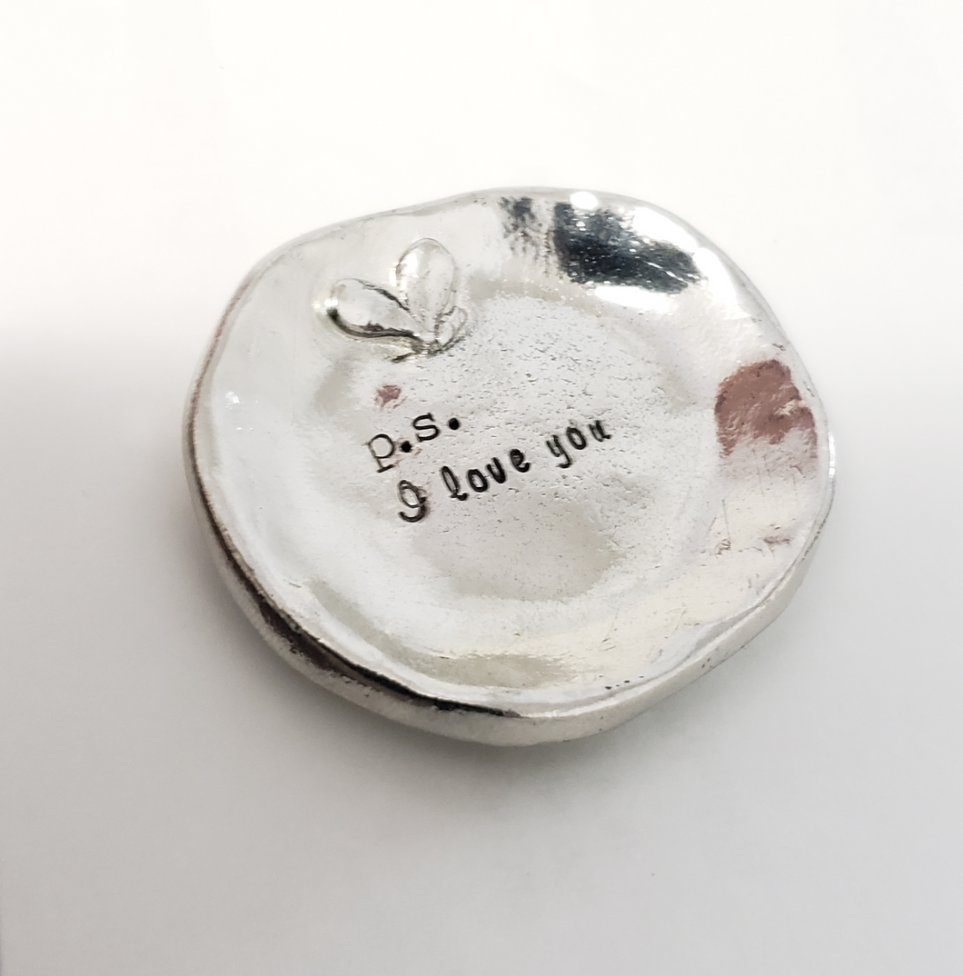 Pewter Handstamped Ring Dish DW32