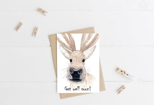 Caribou Nose Get Well Soon Card CHA2 Note Card
