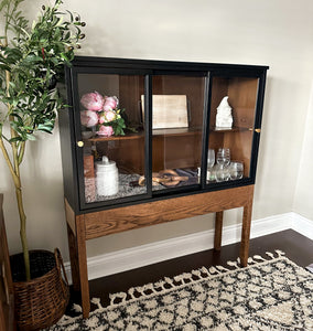 Glass Cabinet with Handbuilt Wood Base in Jet OHE by Wise Owl Paint