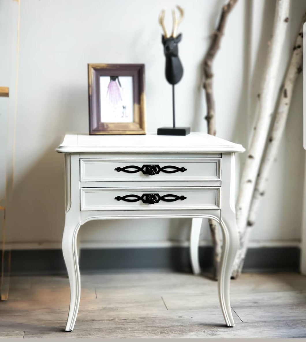 French Provincial Style Side Table in Raw Silk