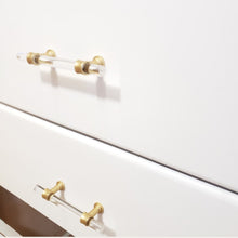 Four Drawer Dresser in Casement White with Gold and Clear Hardware
