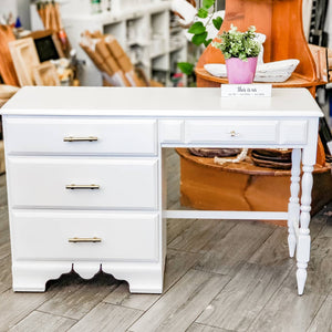 White and Gold Study / Work / Home Office Desk or Vanity