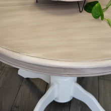 42 inch Round Table Finished in Casement White by Fusion Mineral Paint with Driftwood Stain and Finishing Oil Top