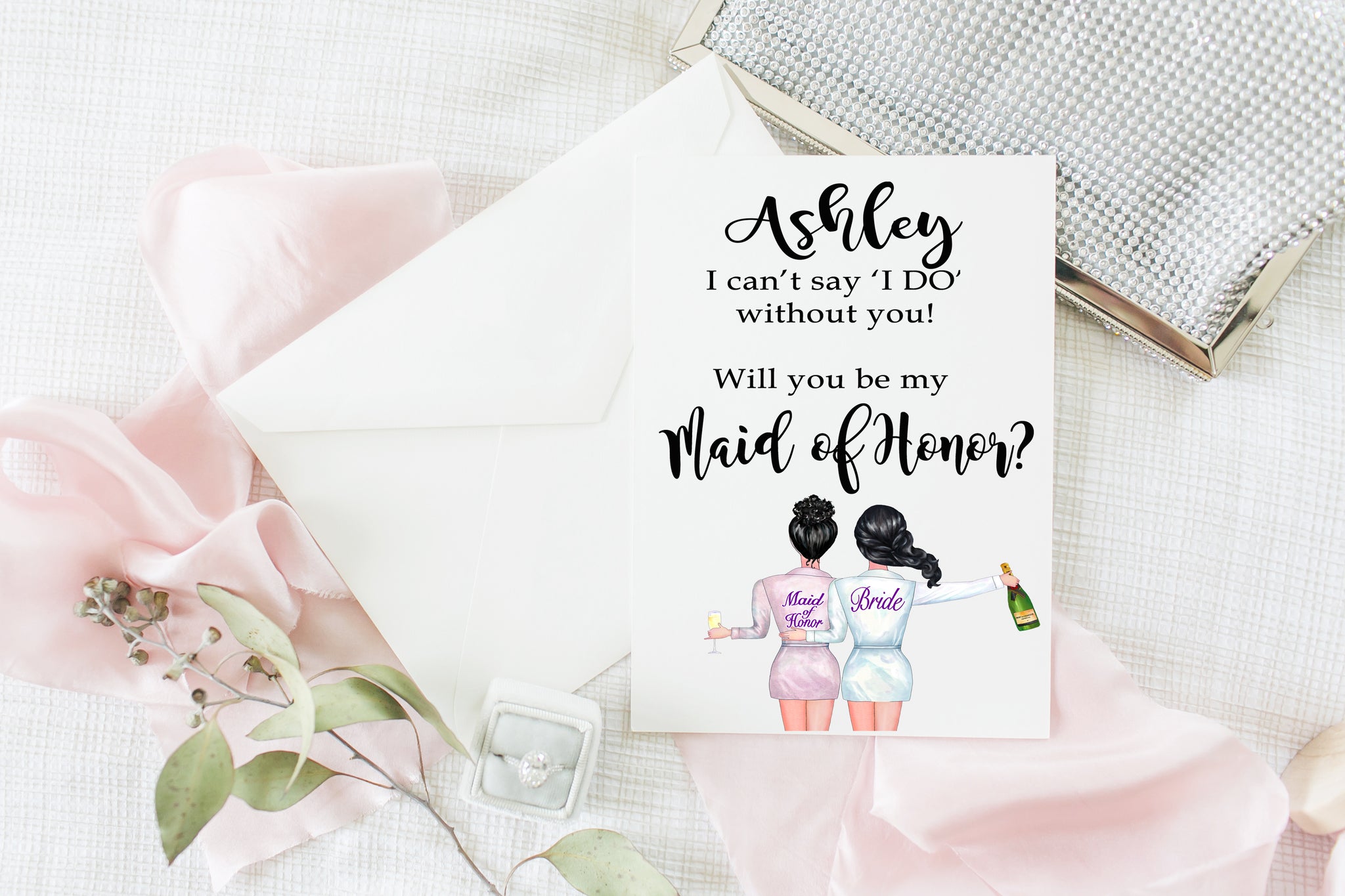 thumbnail image 2 of Personalized Bridesmaid Proposal Invitation - Will You Be My Maid Of H – Blue Poppy Designs 2 of 9