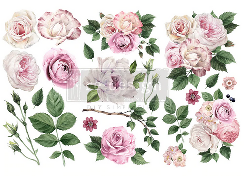 Delicate Roses- Redesign with Prima Decor Small Transfer