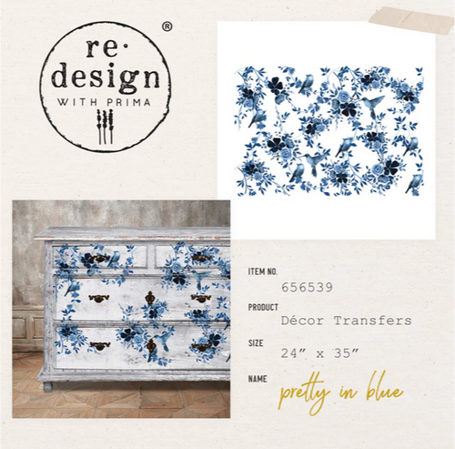 Pretty In Blue - Redesign with Prima Decor Transfer